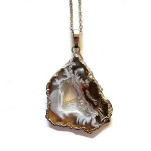 Brown White Gradient Stone Pendant Necklace Y2K Fairycore Whimsygoth Elven Goth